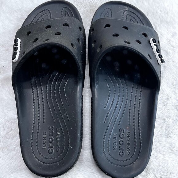 Crocs Black Slide Sandals M9/W11 Lightweight Comfort Slip-On - Picture 3 of 6
